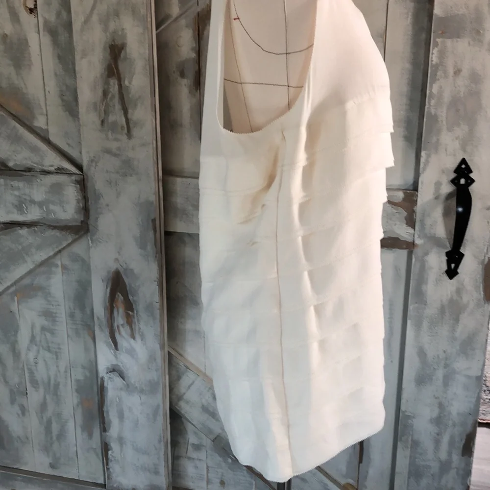 Tory Burch layered silk sleeveless top cream size 12